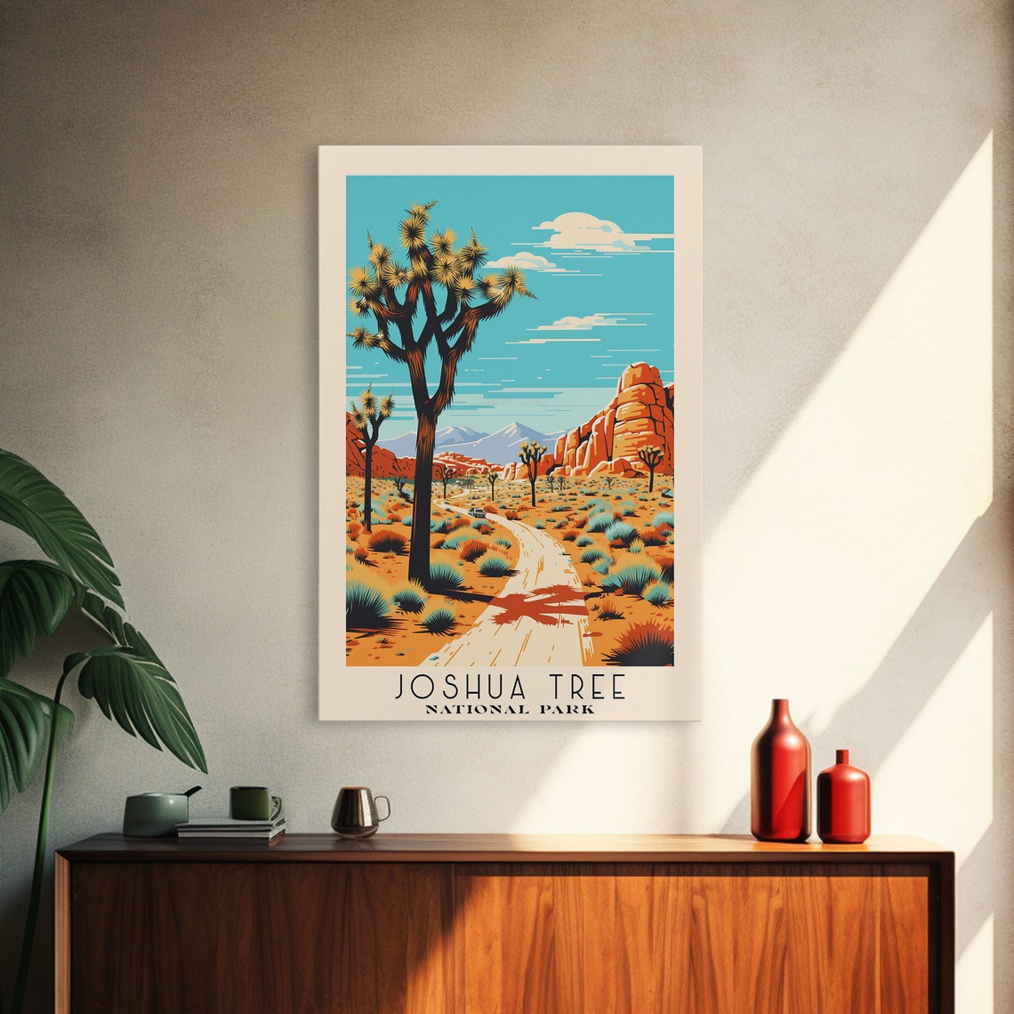 Joshua Tree National Park Desert Road Red Rocks Retro Travel Poster - Image 4