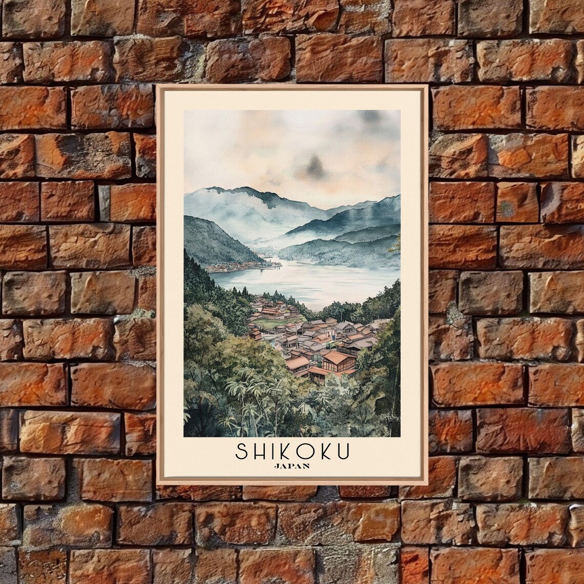 Shikoku Japan Misty Mountain Lake Riverside Village Peaceful Poster - Image 5