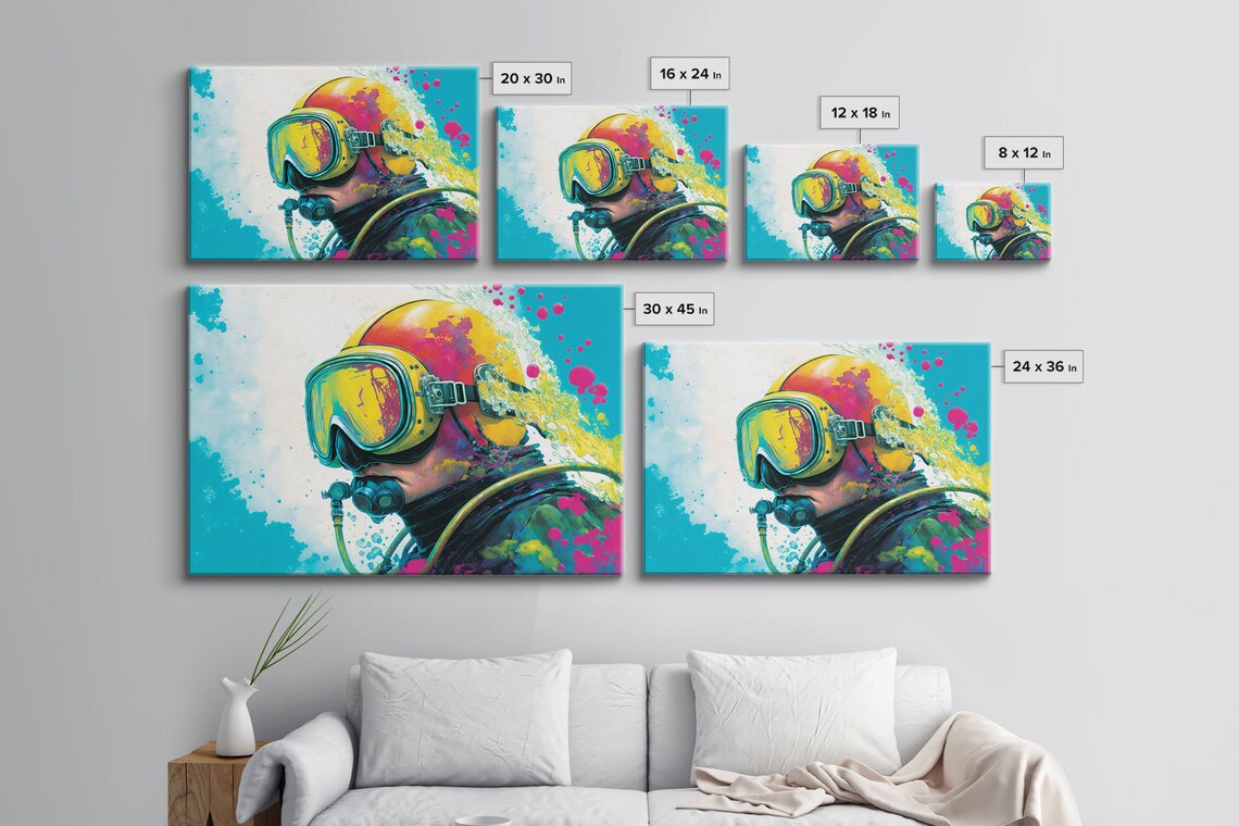 Graffiti Pop Art Scuba Diver, Retro Underwater Art Print - Image 2