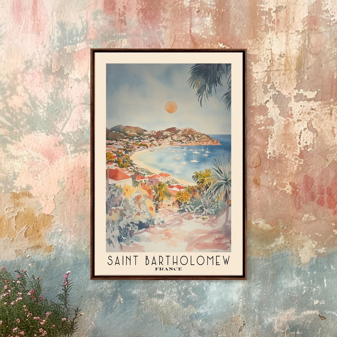 Saint Bartholomew France Watercolor Print Vacation Gift France Wall Art Beach Painting Beach Decor Beach Or Lakehouse Art - Image 4