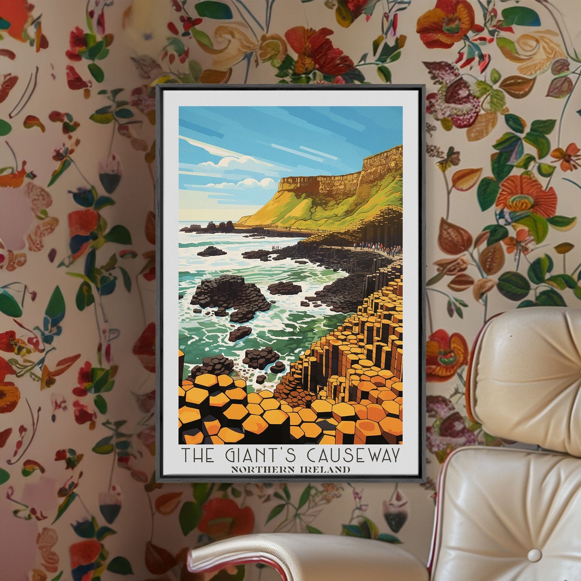 Giants Causeway Northern Ireland Basalt Columns Coast Travel Poster
