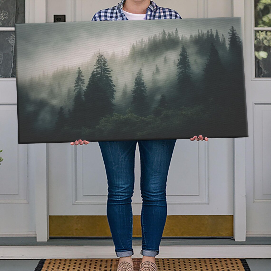 Morning Fog Over Mountain Forest, Misty Landscape Art Print - Image 4