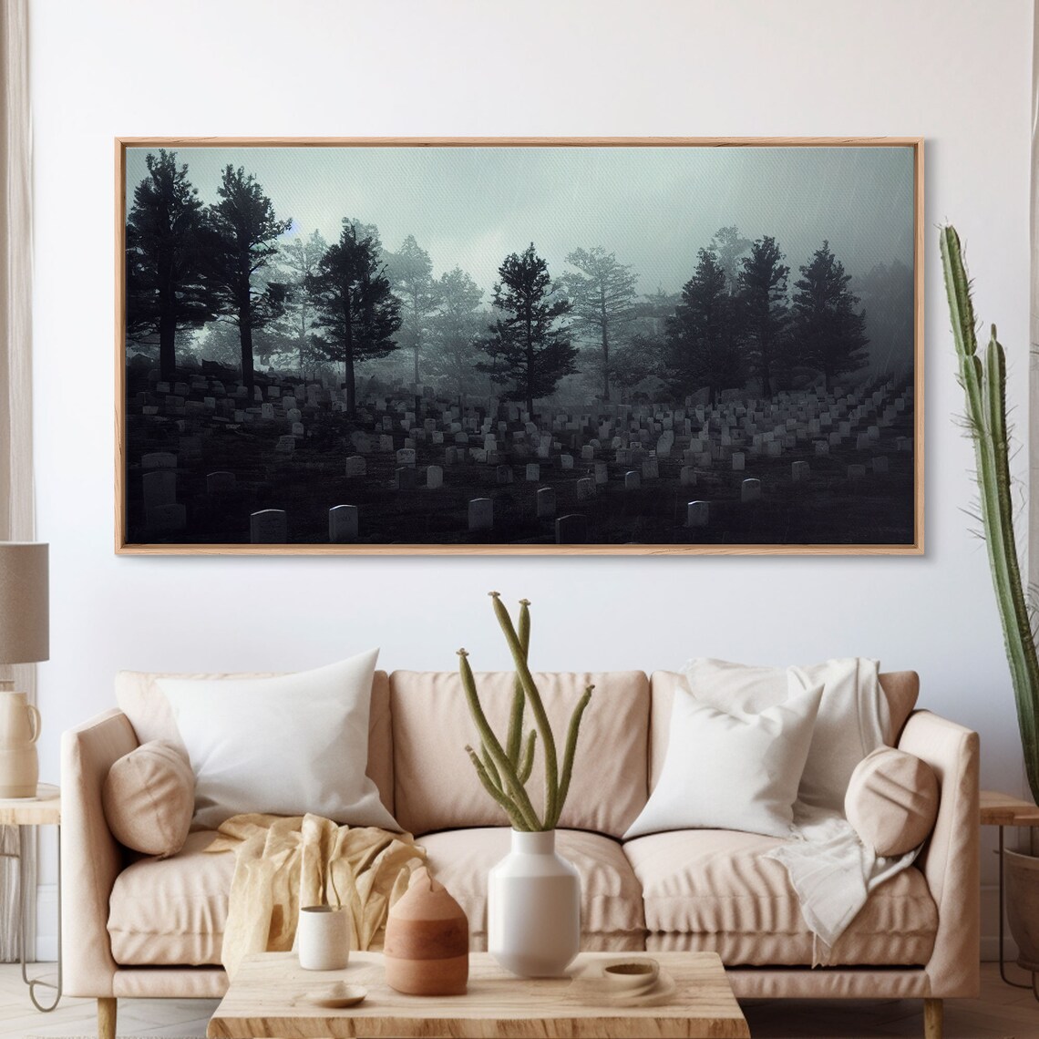 Creepy Haunted Cemetery Halloween Wall Art Print - Image 3