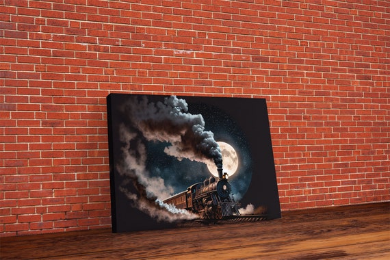 Steampunk Wild West Decor Steam Train At Midnight Framed Print