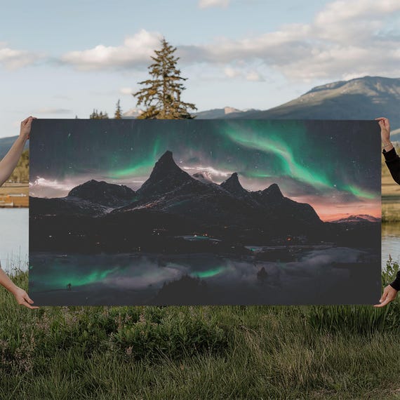 Northern Lights Fine Art Print Aurora Wall Art Landscape Print Aurora Painting Aurora Borealis Poster