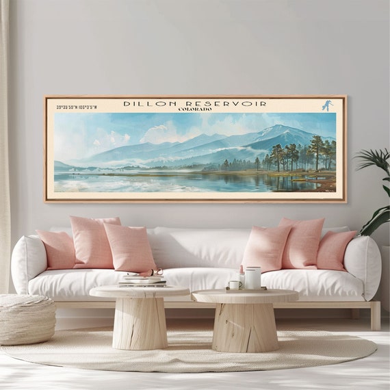 Dillon Reservoir Colorado Framed Print Panoramic Lake House Decor Wall Art Travel Poster Rustic Lake Painting Nature Art