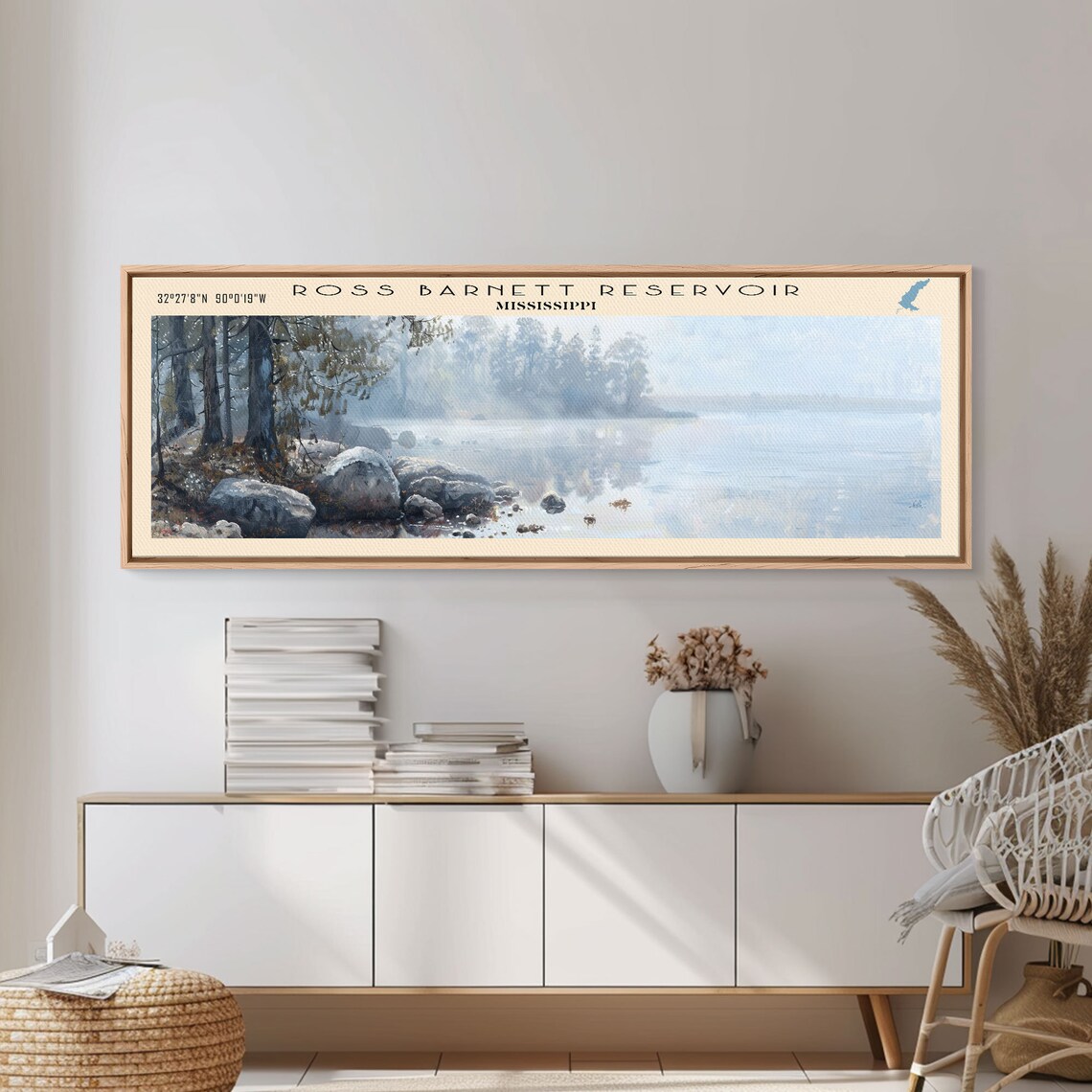 Ross Barnett Reservoir Mississippi Misty Shoreline Morning View Poster - Image 3