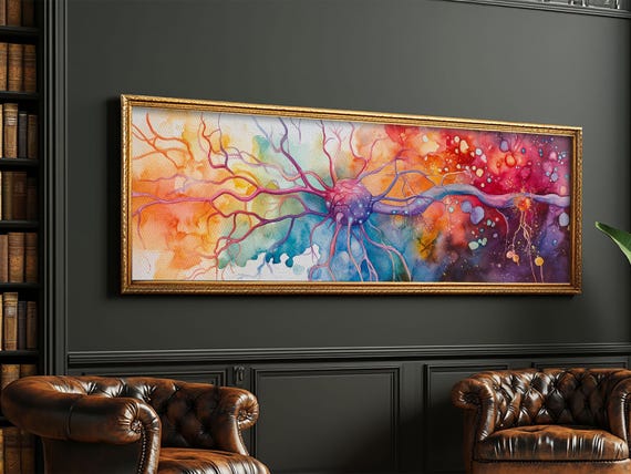Neurons Abstract Brain Art Print, Modern Study Decor