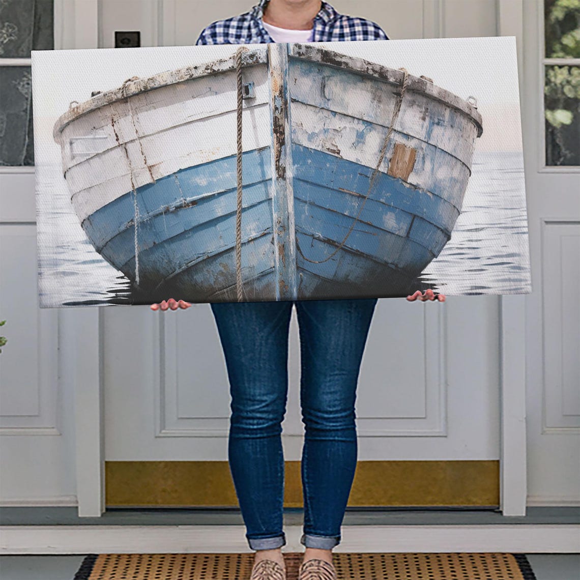 Old Blue Wooden Boat Bow Weathered Nautical Vintage Photo Poster - Image 4