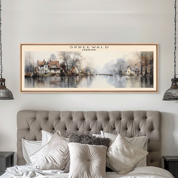 Spreewald Travel Print Wall Art Panoramic Travel Poster Retro Style Home Decor Wall Hanging Travel Gift Idea