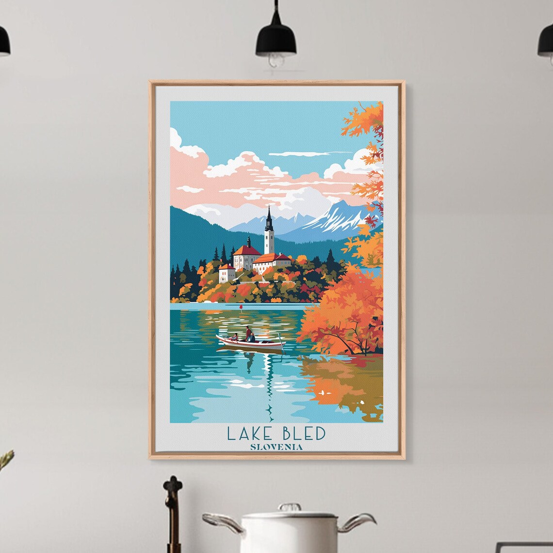 Lake Bled Slovenia Island Church Autumn Boat Ride Travel Poster - Image 4