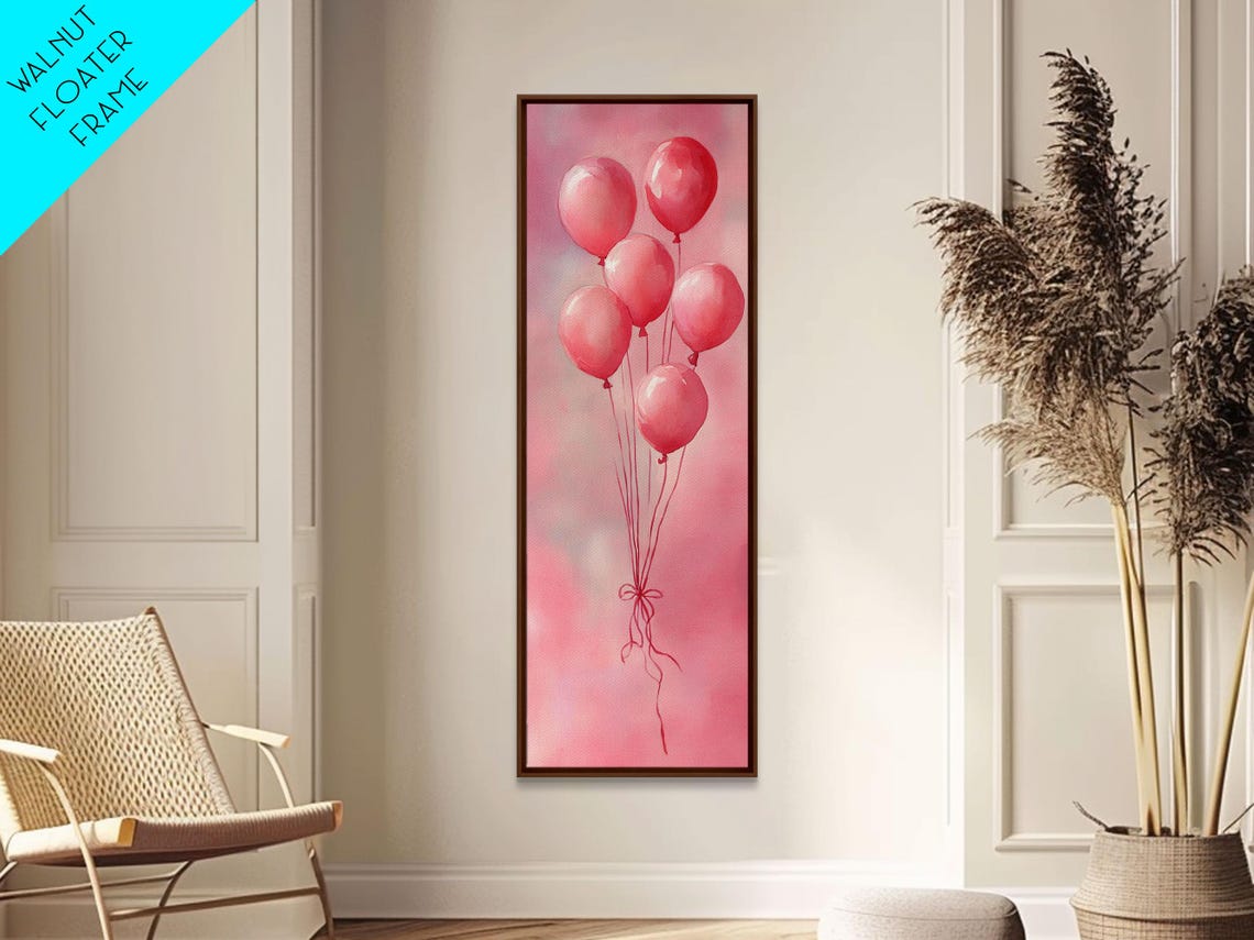 Pink Balloons Watercolor Whimsical Party Celebration Art Poster - Image 4