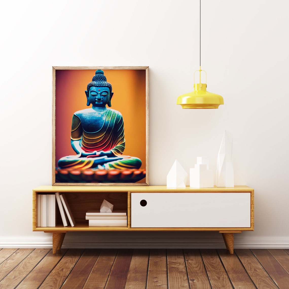 Rainbow Buddha Statue Meditation Orange Glow Zen Yoga Poster - Image 2