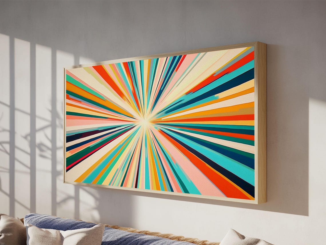 Abstract Star Burst Large Panoramic Wall Art Print Horizontal Above Sofa Wall Art Above Couch Wall Decor Minimalist Boho Art - Image 2