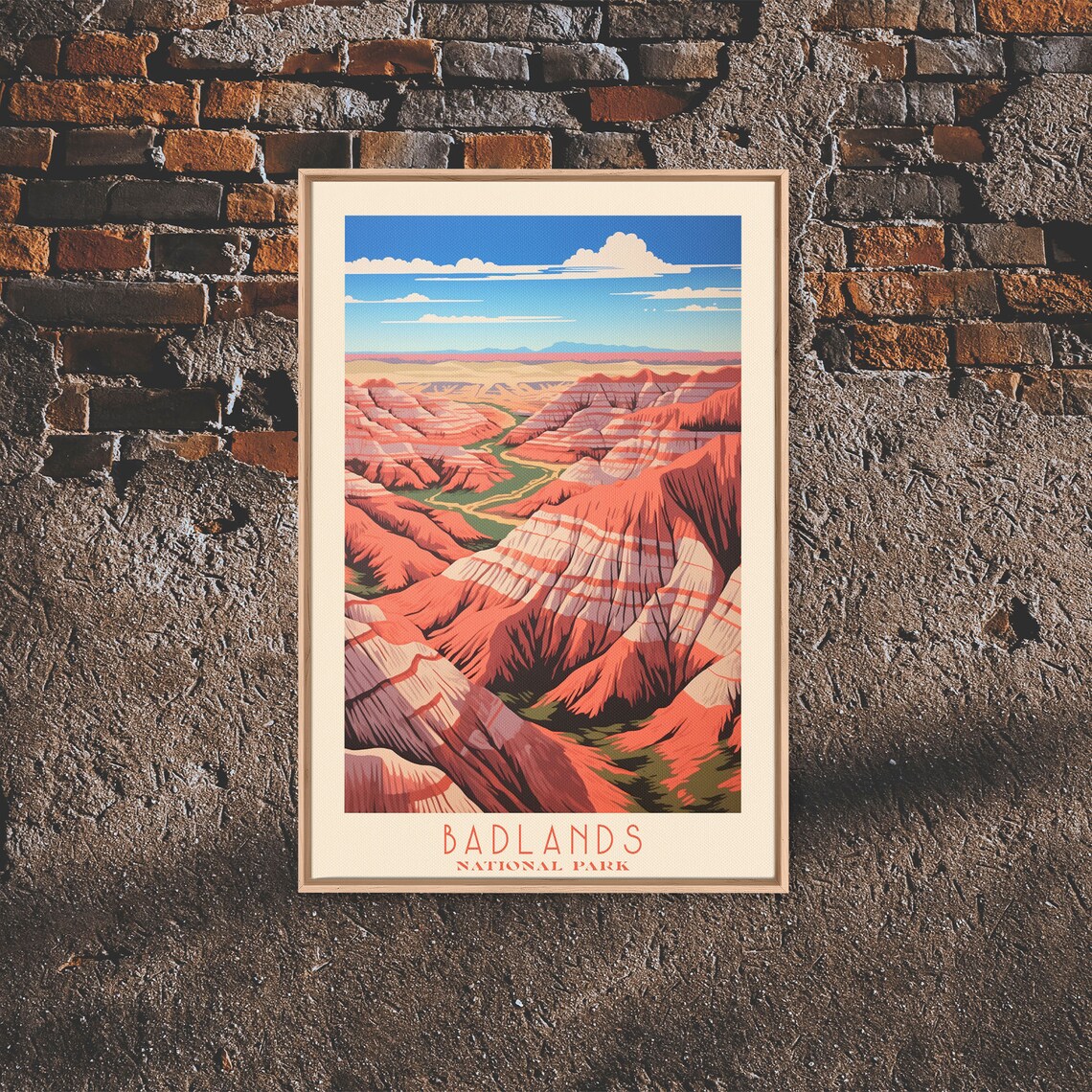 Badlands National Park Striped Rock Formations South Dakota Travel Poster
