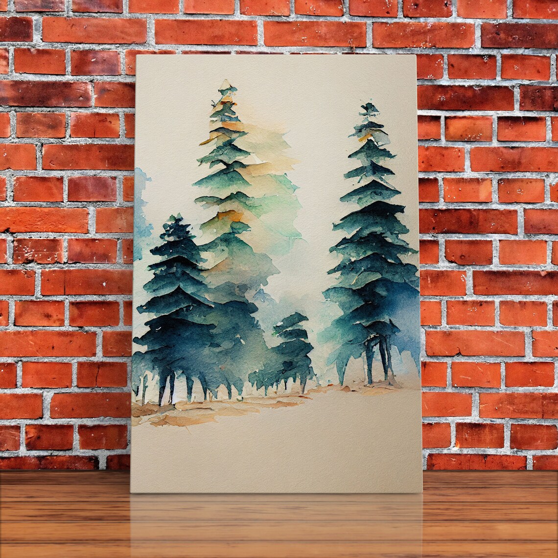 Mysterious Pine Tree Forest Watercolor Art Print - Image 5