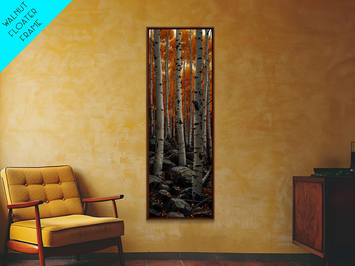 Golden Autumn Birch Forest White Trunks Fall Foliage Nature Poster - Image 3