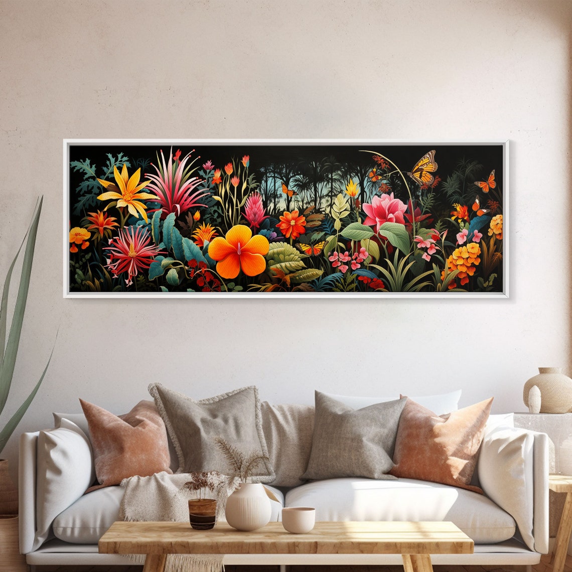 Beautiful Tropical Print The Jungle Framed Print Panoramic Art Extra Wide Wall Decor Living Room Decor - Image 5