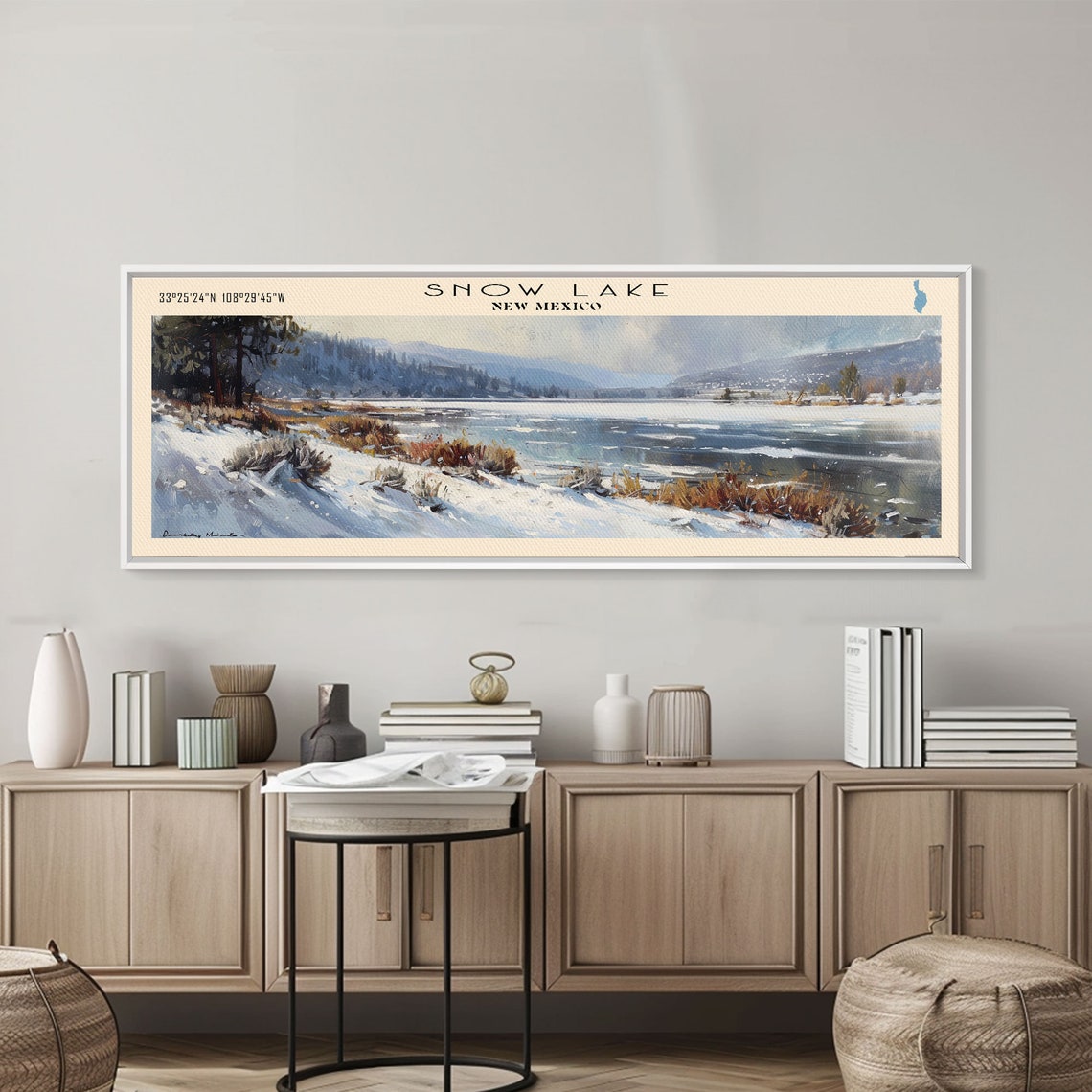 Snow Lake New Mexico Winter Snowy Shore Mountain Lake Travel Poster - Image 5
