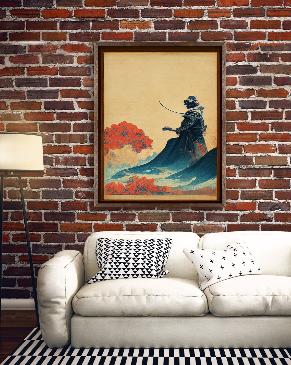 Japanese Samurai Warrior Ocean Waves Red Maple Classic Ukiyo-e Poster - Image 4