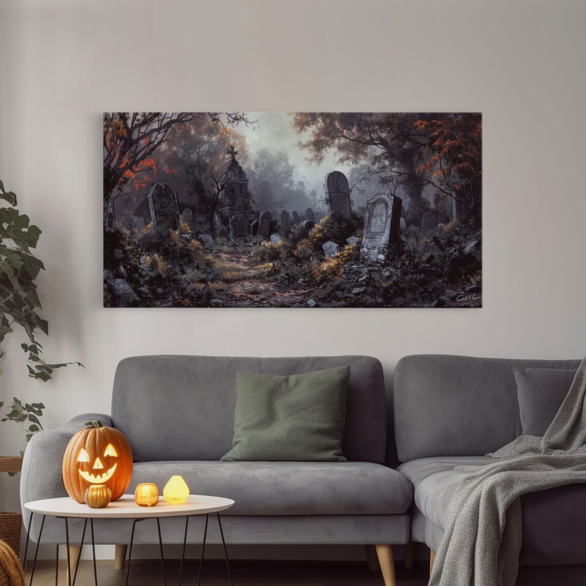 Haunted Cemetery Halloween Art Print, Spooky Decor - Image 4