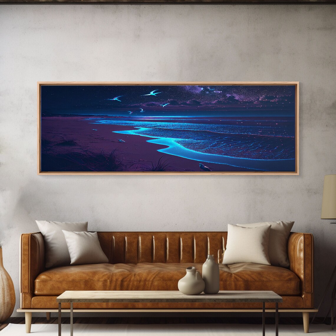 Night Moves Retro Synthwave Beach Art, Pacific Ocean