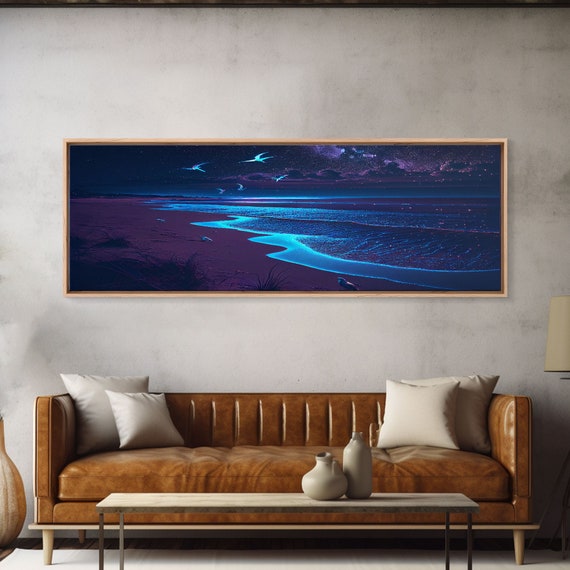 Night Moves Retro Synthwave Beach Art, Pacific Ocean