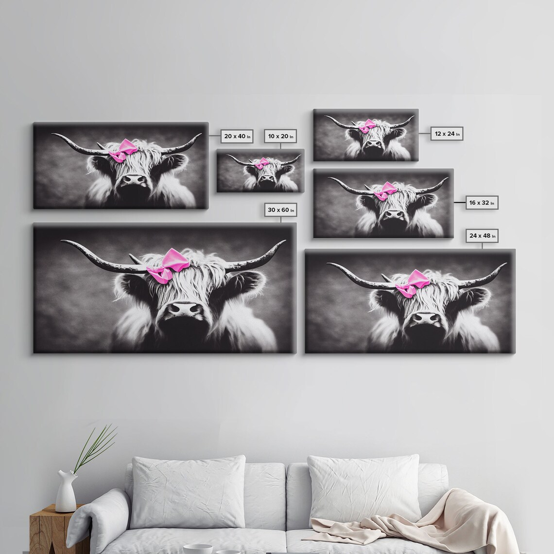 Highland Cattle Black-and-White Art Print, Farmhouse - Image 2