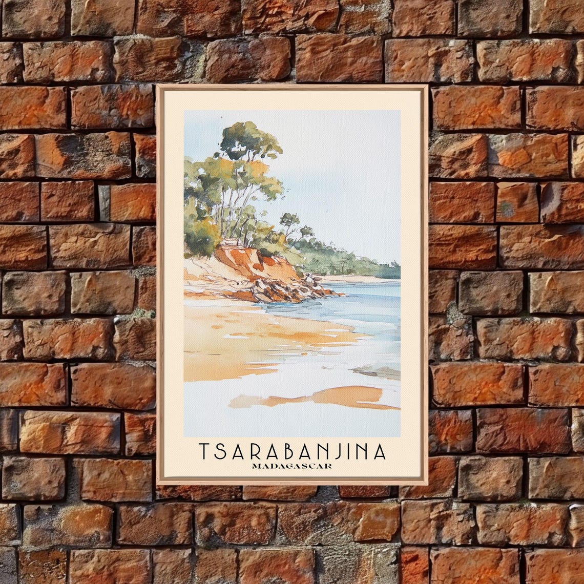 Tsarabanjina Madagascar Sandy Beach Red Cliffs Watercolor Poster - Image 5