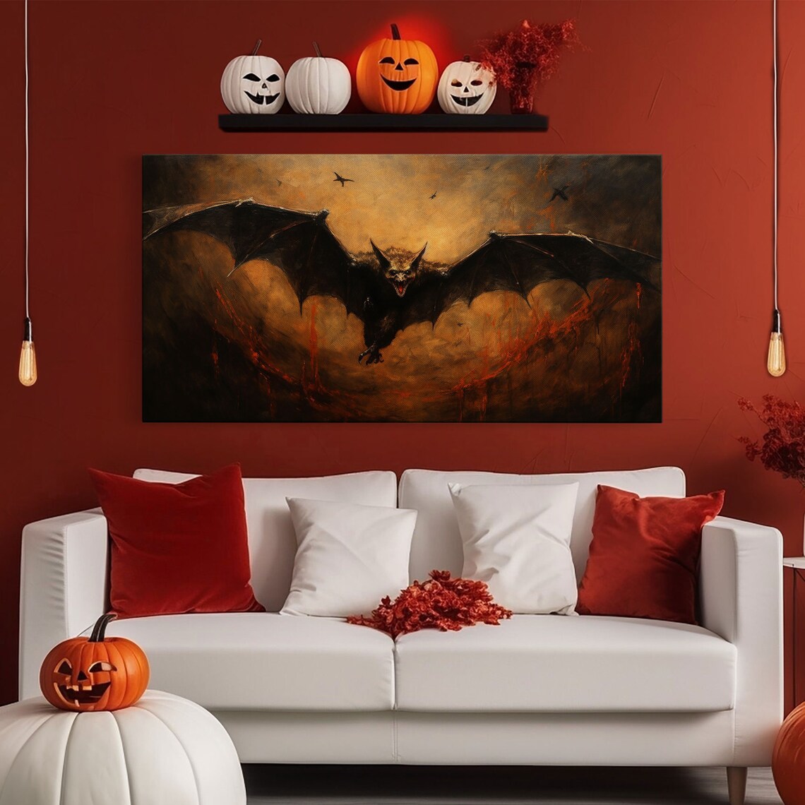 Vampire Bat Vintage Poster, Dark Academia Halloween Art