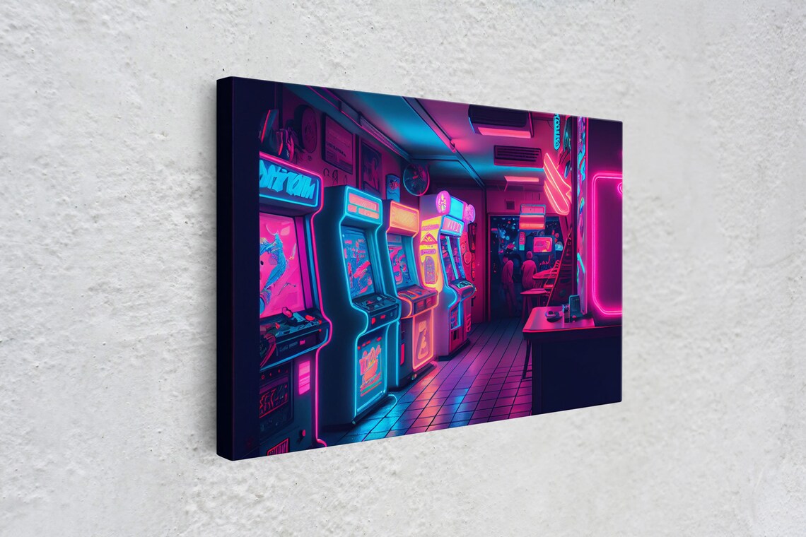 Neon Arcade Retrowave Arcade Machine Art Print - Image 3