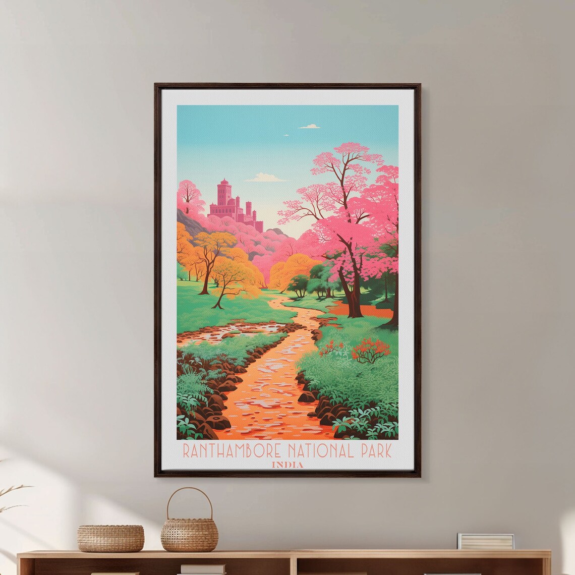 Ranthambore National Park India Blossoming Trees Fort View Travel Poster - Image 6