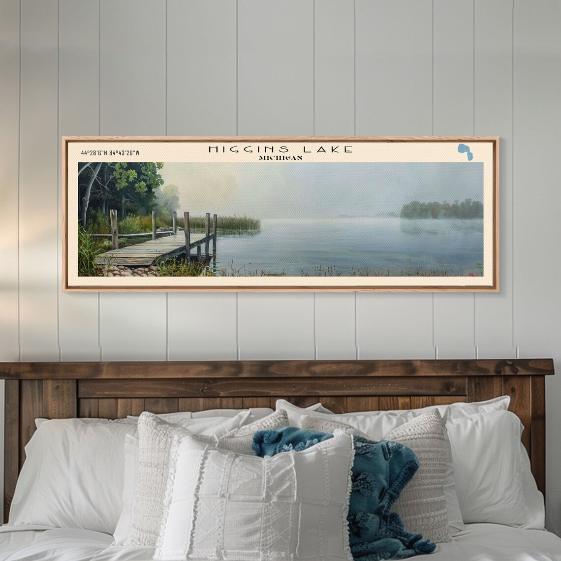Higgins Lake Michigan Travel Poster, Lake House Art - Image 5