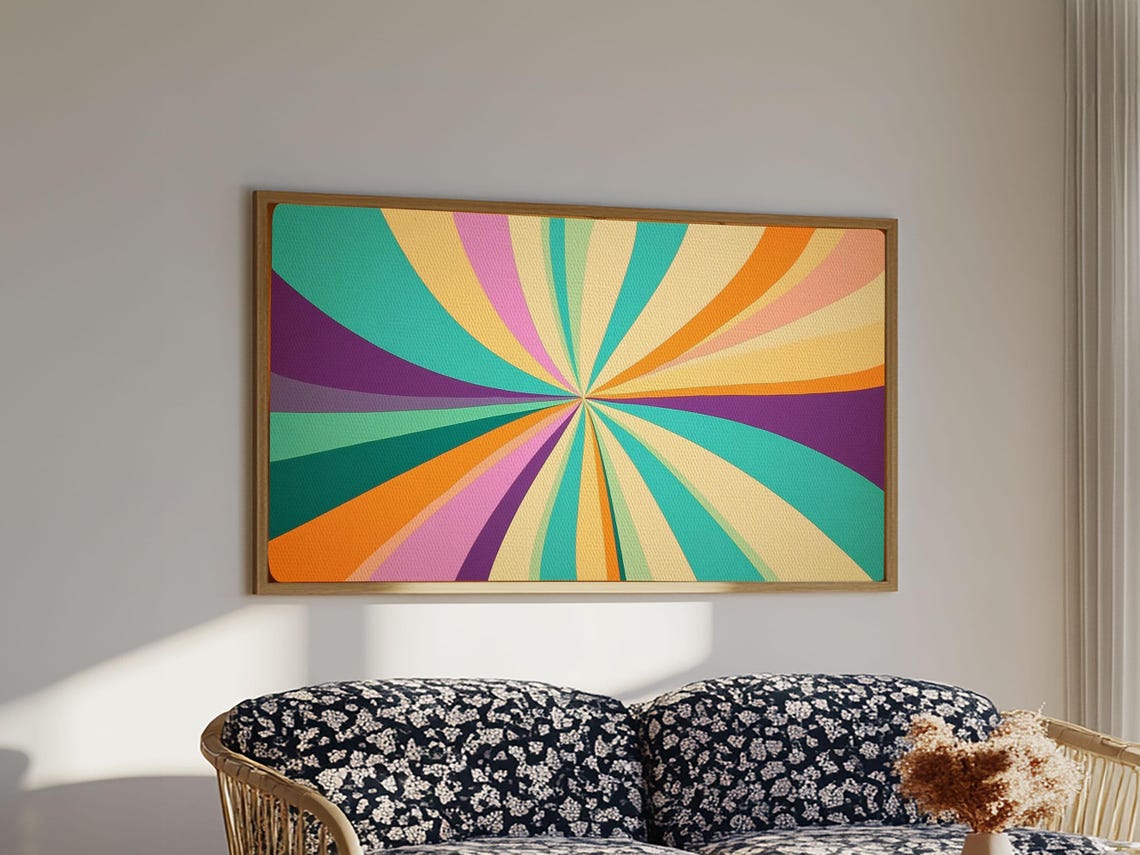 Star Burst Sunset Decor Framed Print Mid Century Modern Wall Art Scandinavian Style Wall Art Home Decor - Image 5