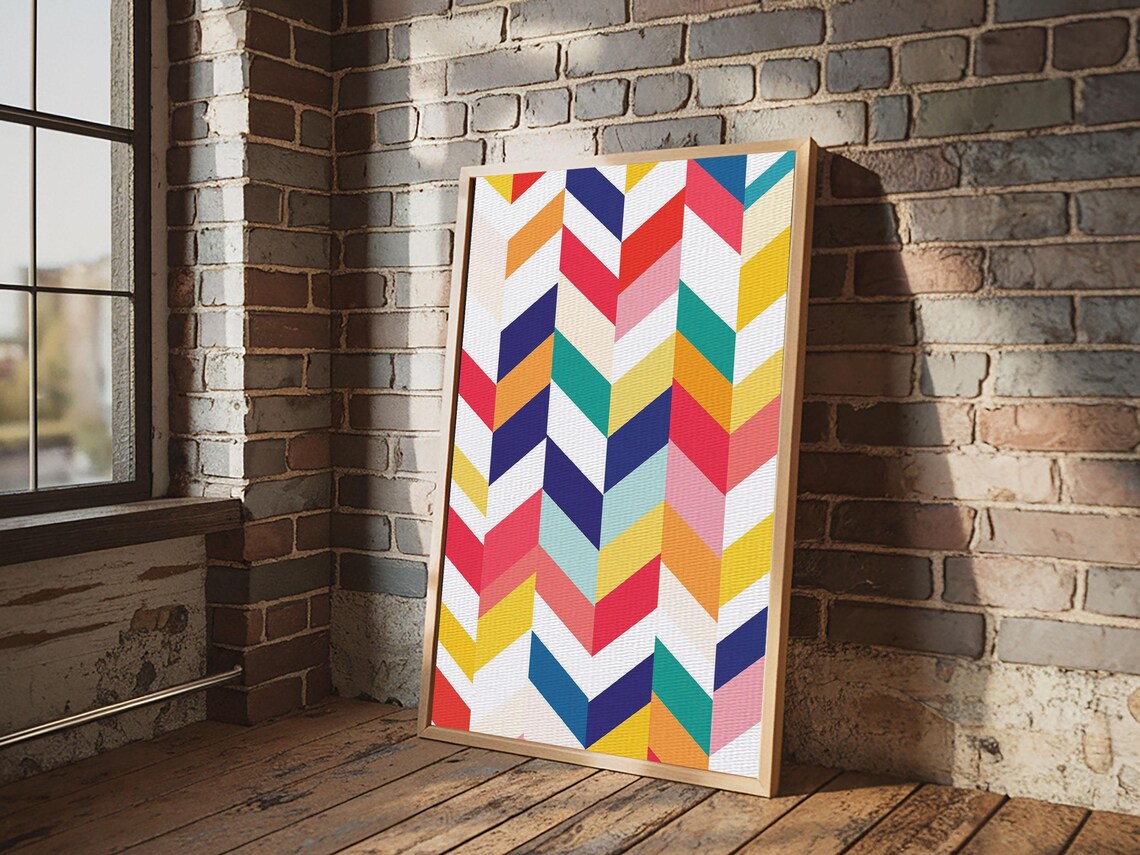 Pastel Chevrons Wall Art Framed Print Wood Framed Wall Art Framed Wall Art Gift Idea Home Decor Tire Track Print - Image 2