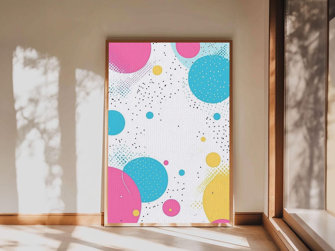 Retro 90s Memphis Style Colorful Circles Confetti Abstract Art Poster - Image 5