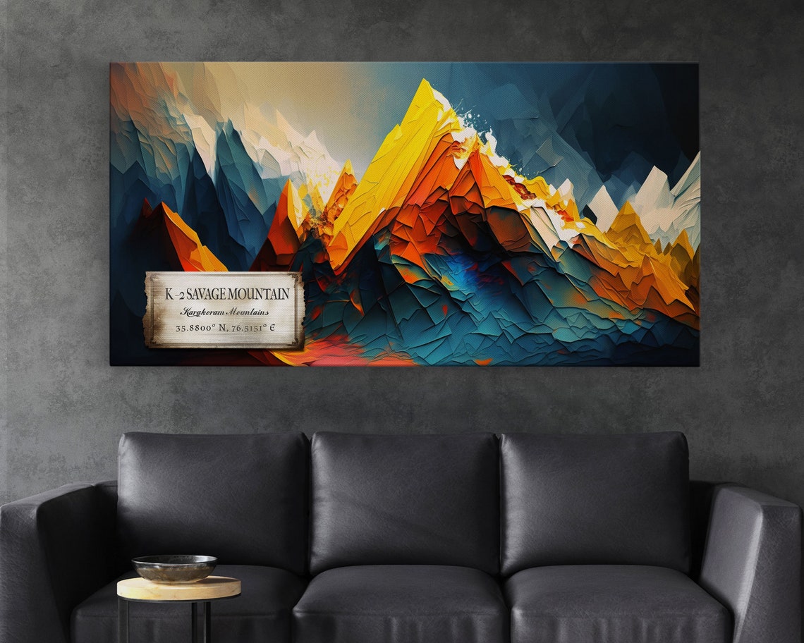 K 2 Savage Mountain Framed Wall Art Travel Poster Travel Art Mountain Painting Print