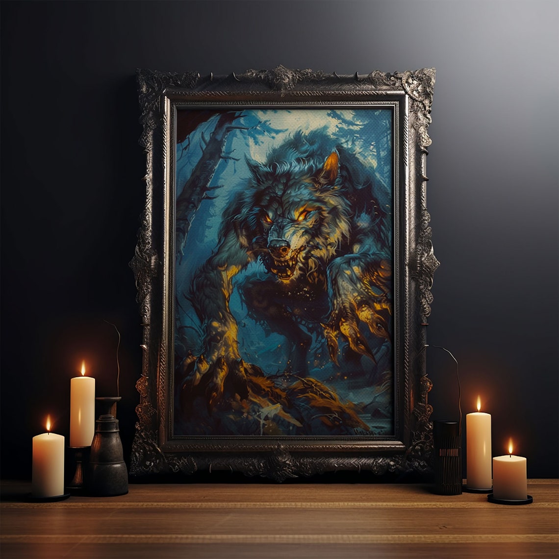 Ferocious Werewolf In Moonlit Forest Snarling Beast Horror Poster - Image 4