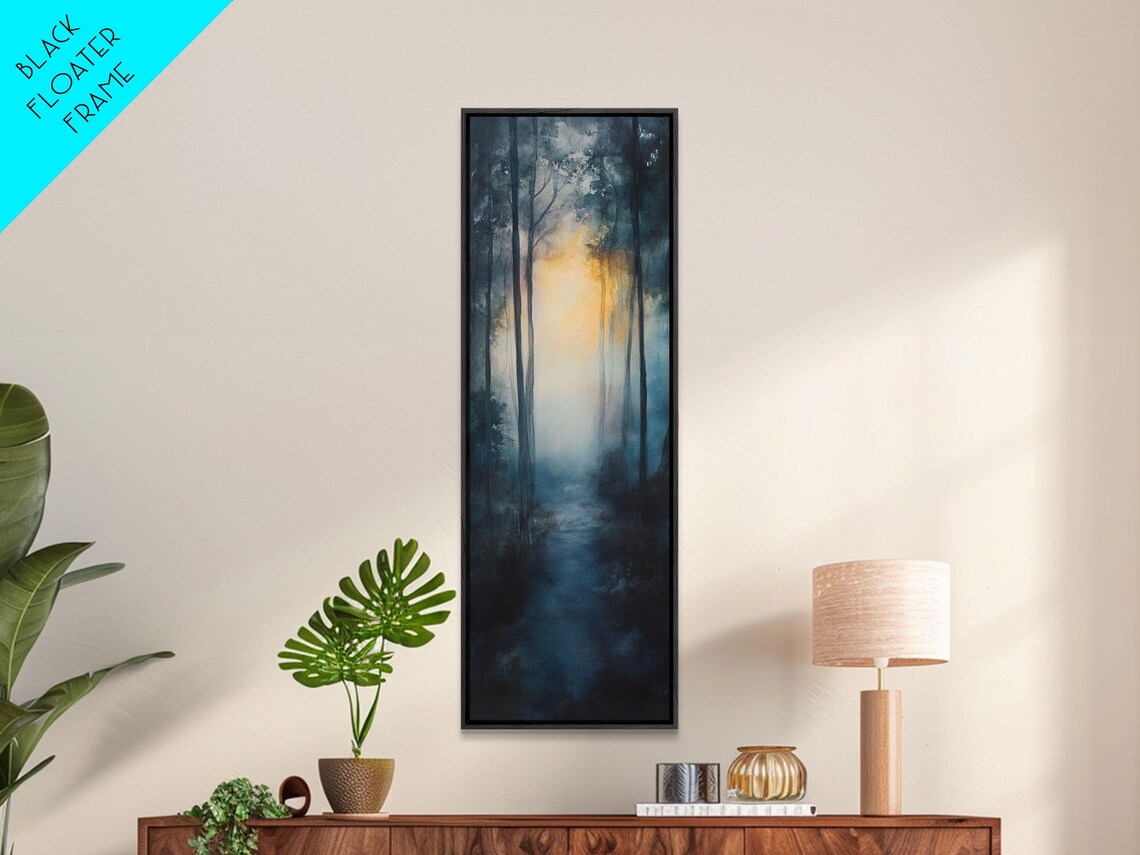 Forest Sunrise Pathway Framed Print Smoky Mountain Art Rustic Decor Bedroom Art Fall Artwork Landscape Painting - Image 3