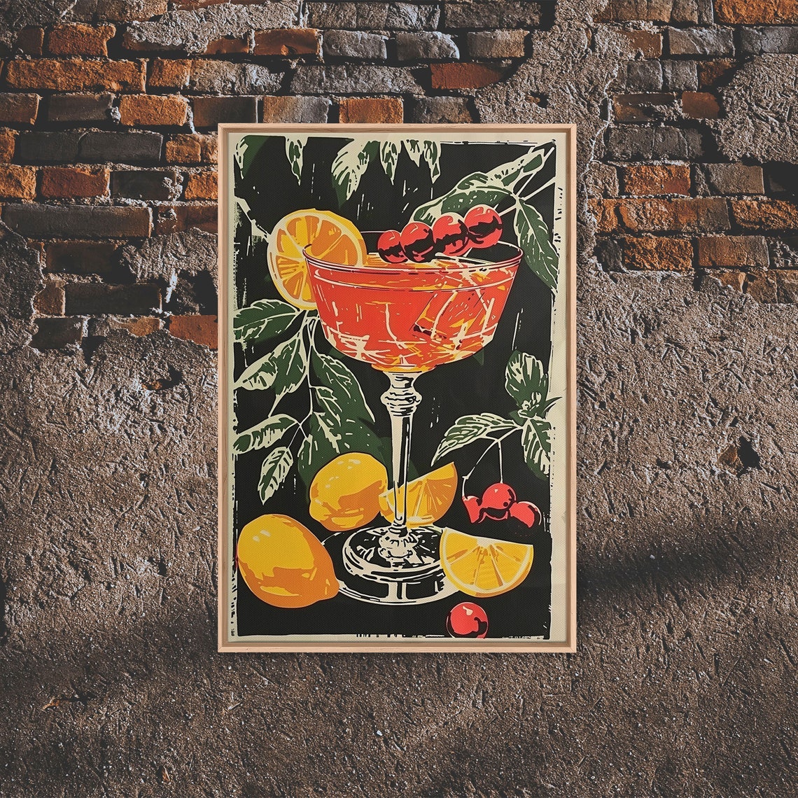 Retro Orange Cocktail Art Deco Style Bar Cart Drink Print Poster - Image 4