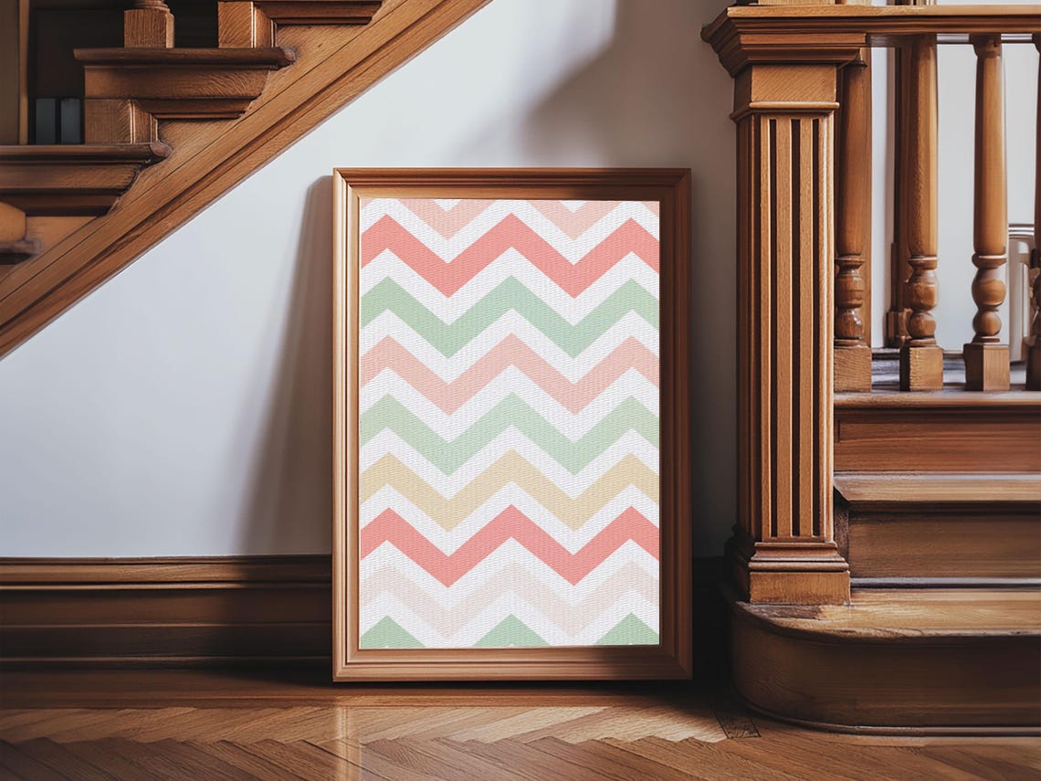 Chevron Zig Zag Pastel Wall Art Geometric Wood Framed Wall Art Decorative Wall Accent Mosaic Wall Decor Boho Art - Image 6