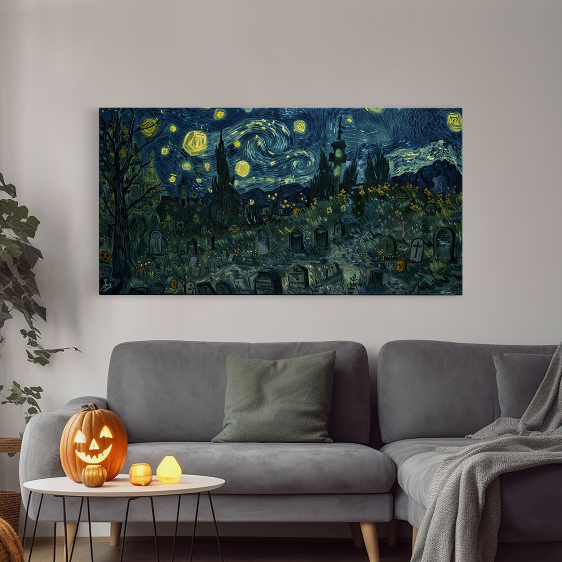 Van Gogh-Inspired Haunted Graveyard Art Print - Image 4