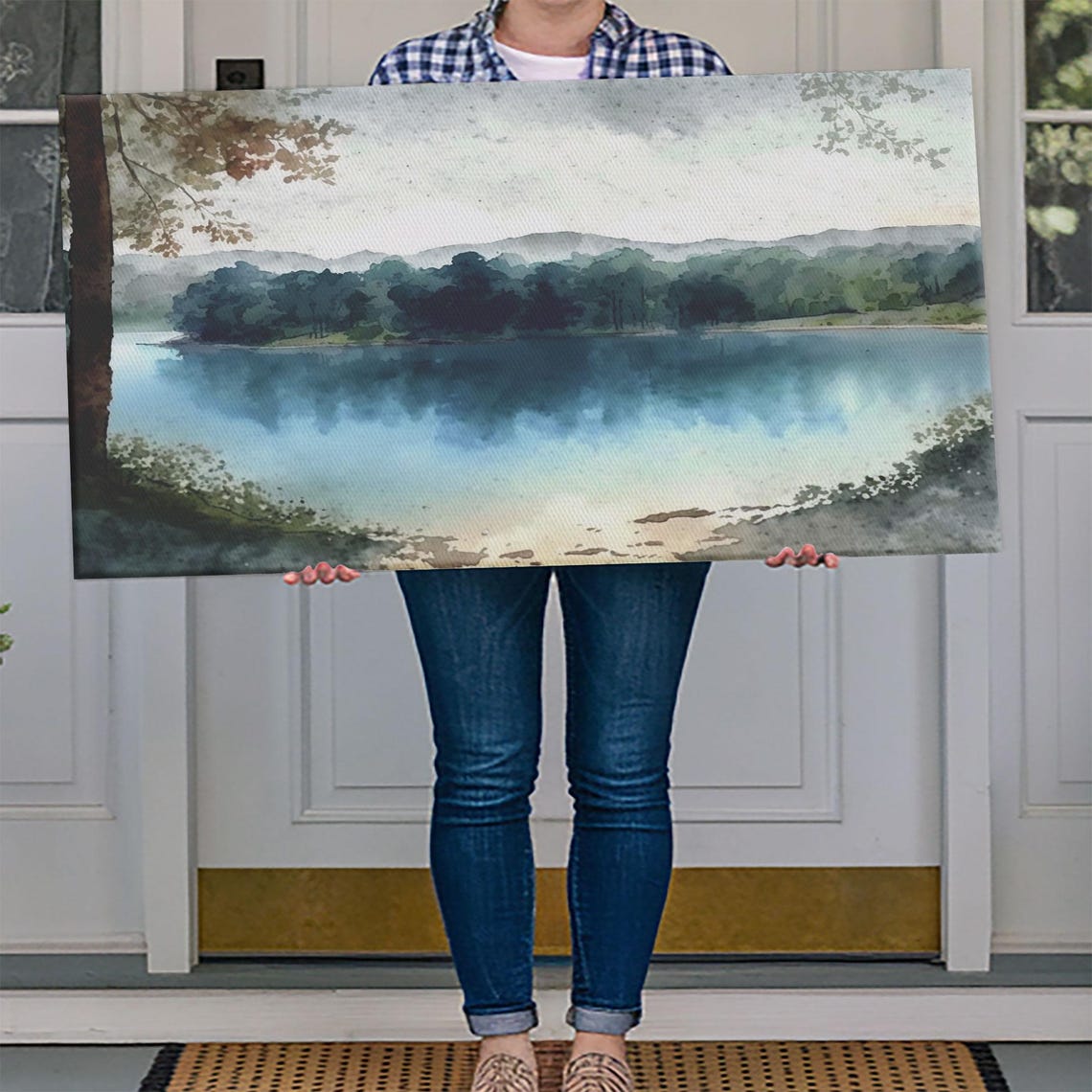 Blue Lake Art Framed Print Blue Lake Painting Lake House Decor Guest Room Landscape Painting Wallowa Lake Painting - Image 4