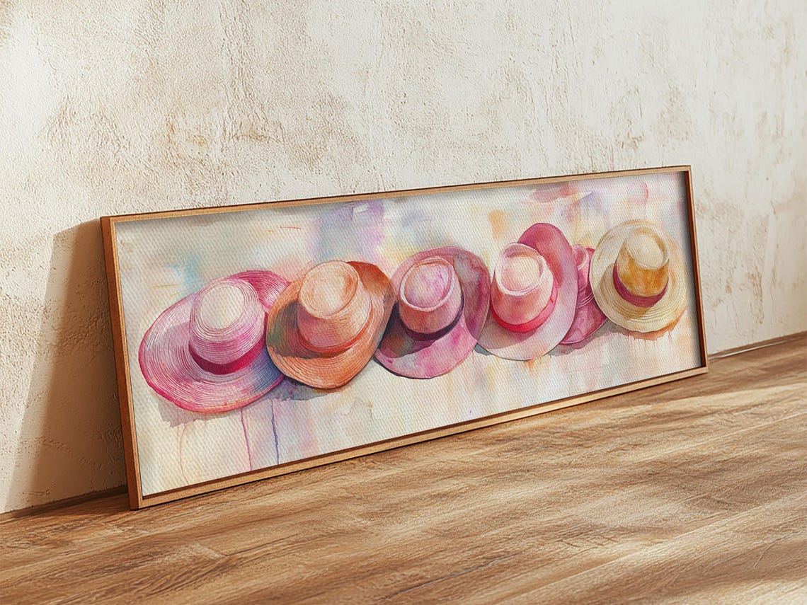 Pink Hats Wall Art Print Pearlescent Elements Minimalist Abstract Artwork Perfect Addition To Feminine Rustic Decor - Image 4
