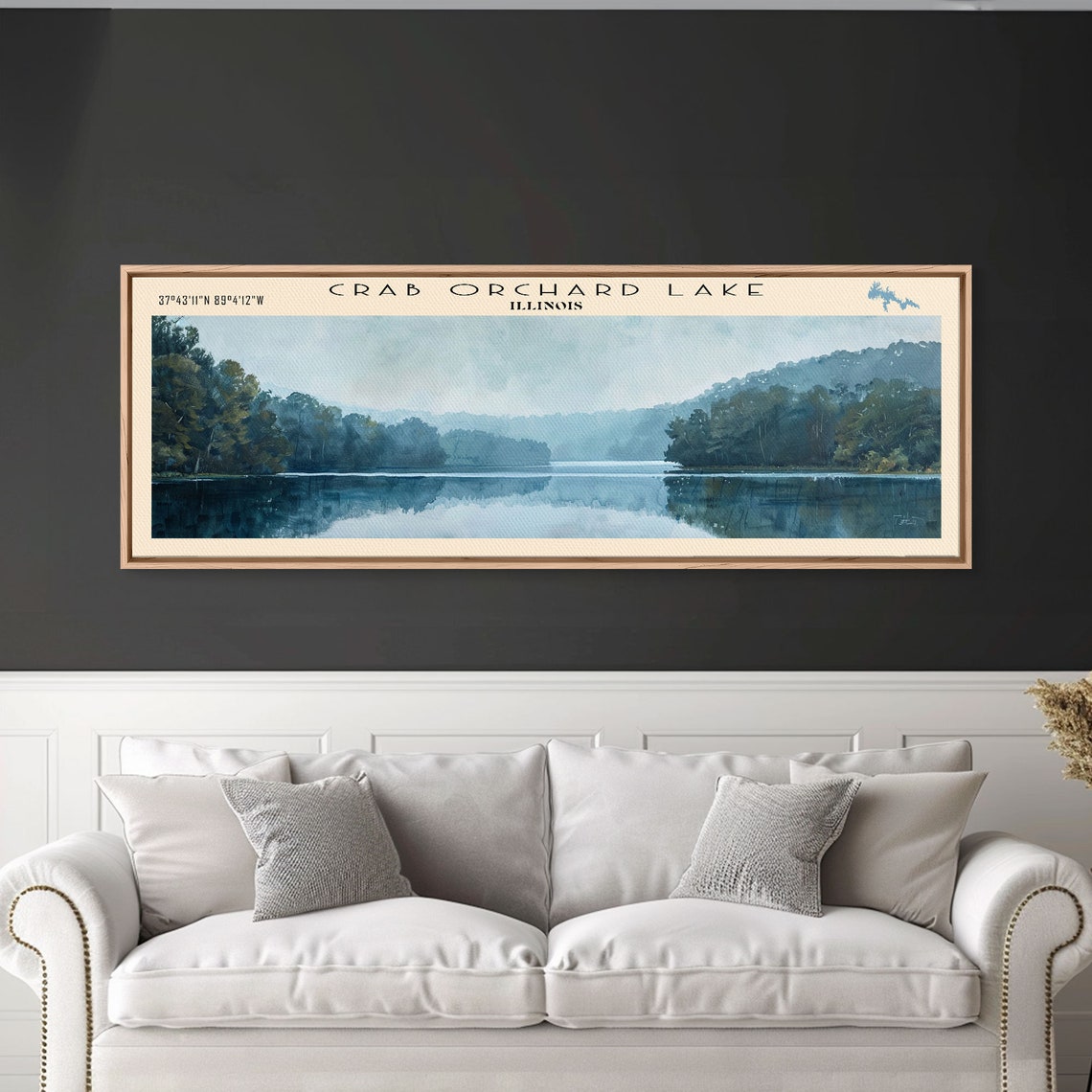 Crab Orchard Lake Illinois Misty Forest Hills Blue Water Travel Poster - Image 2