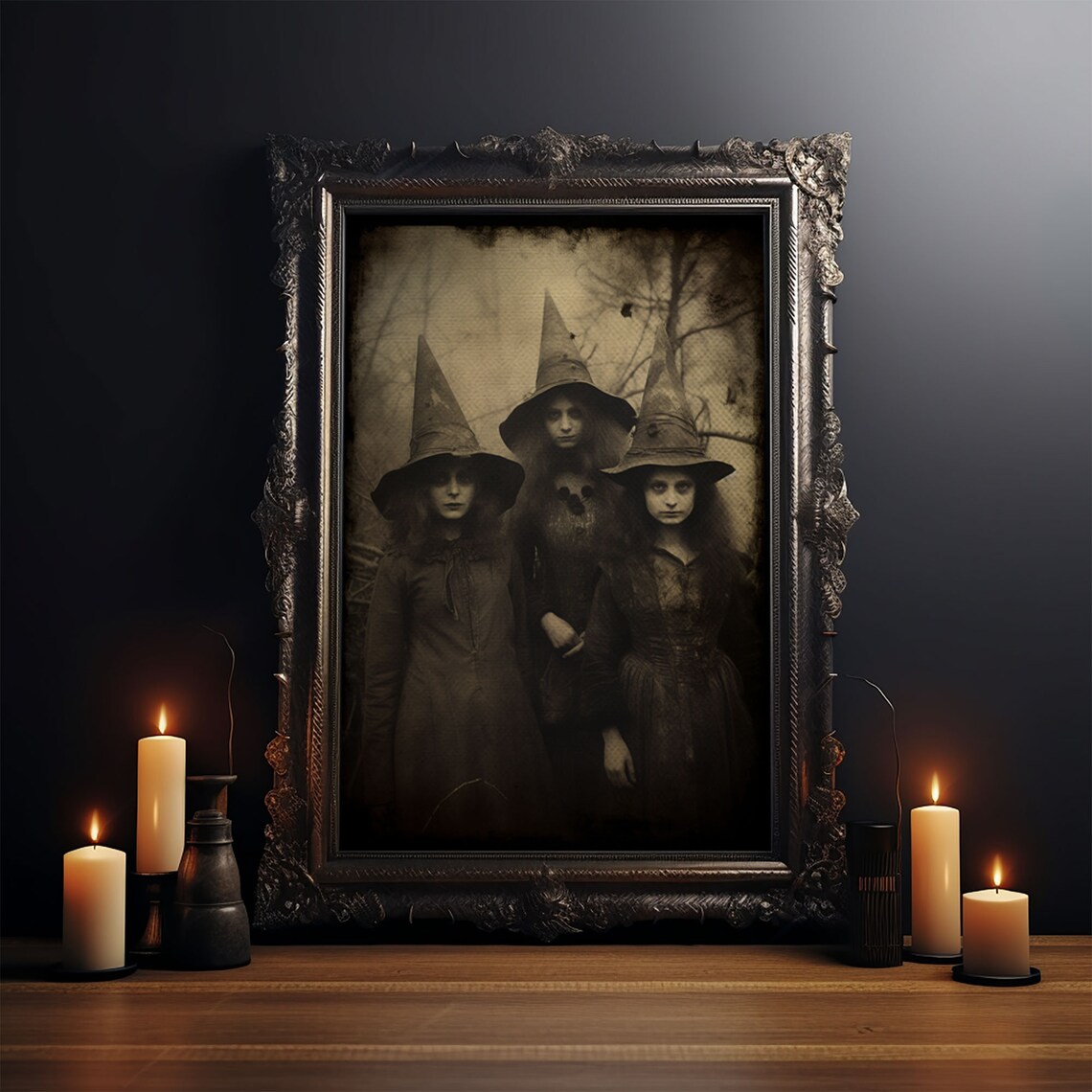 Spooky Witches Antique-Style Sepia Tintype Print - Image 6