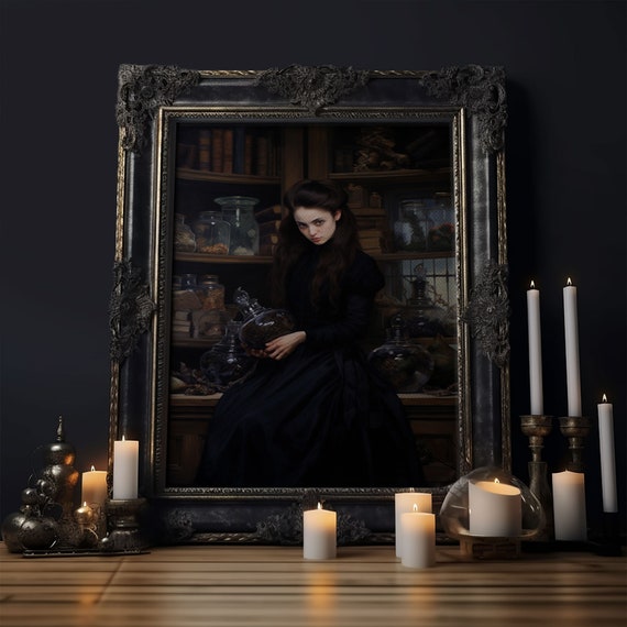 Alchemical Witch Potion Art Print, Dark Academia
