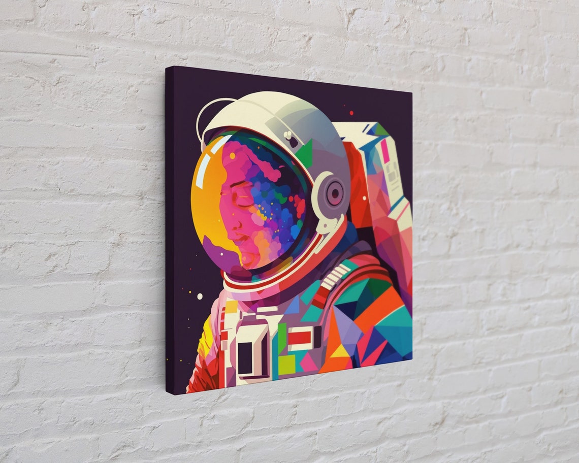 Psychedelic Astronaut Pop Art Colorful Space Explorer Geometric Poster - Image 4