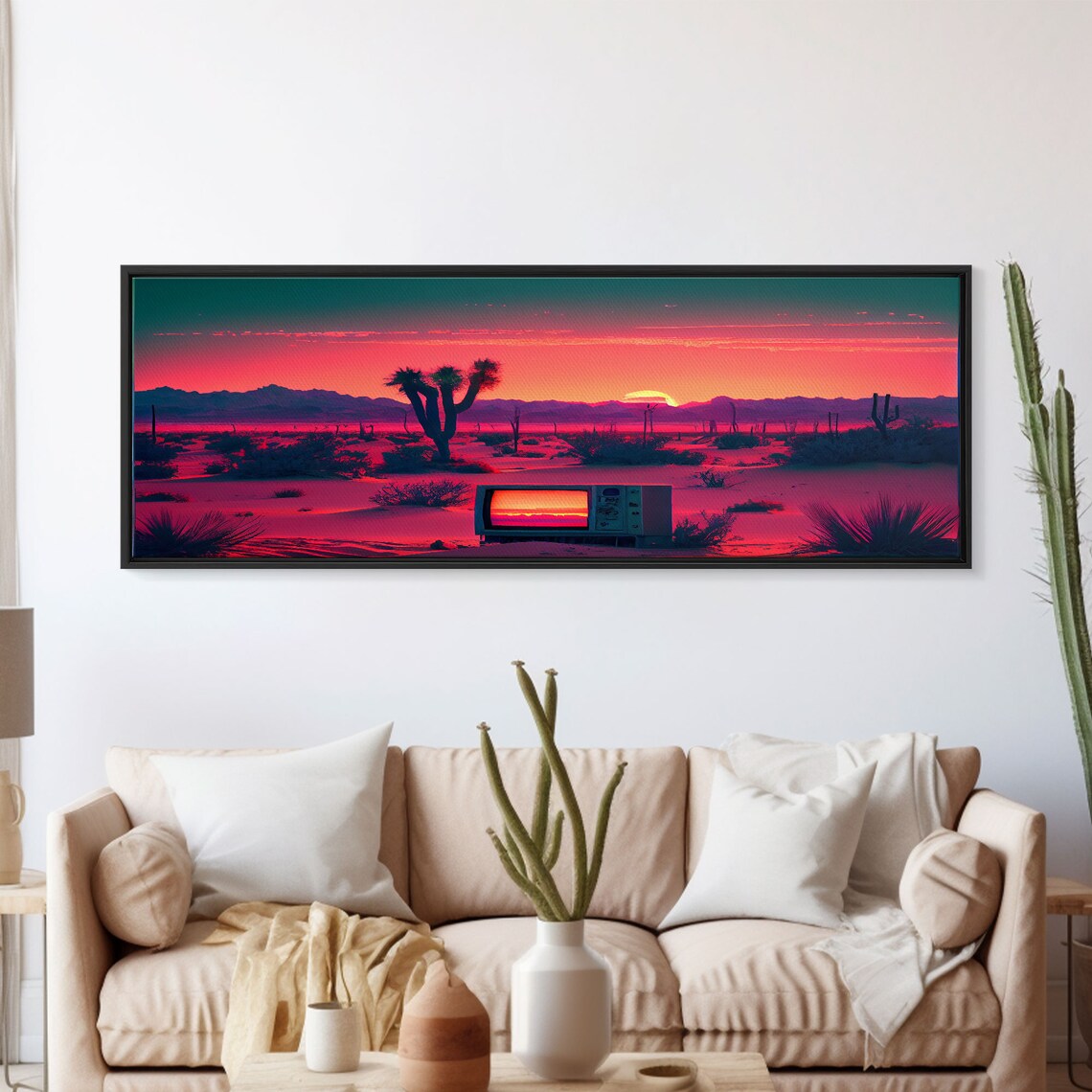 Retro TV in the Desert, Synthwave Art Poster Print - Image 5