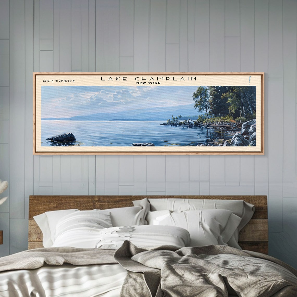 Lake Champlain New York Rocky Shoreline Blue Hills View Poster - Image 5